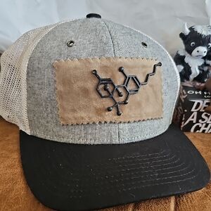 H011. Zephyr Gray and Black Hat with Tan Patch